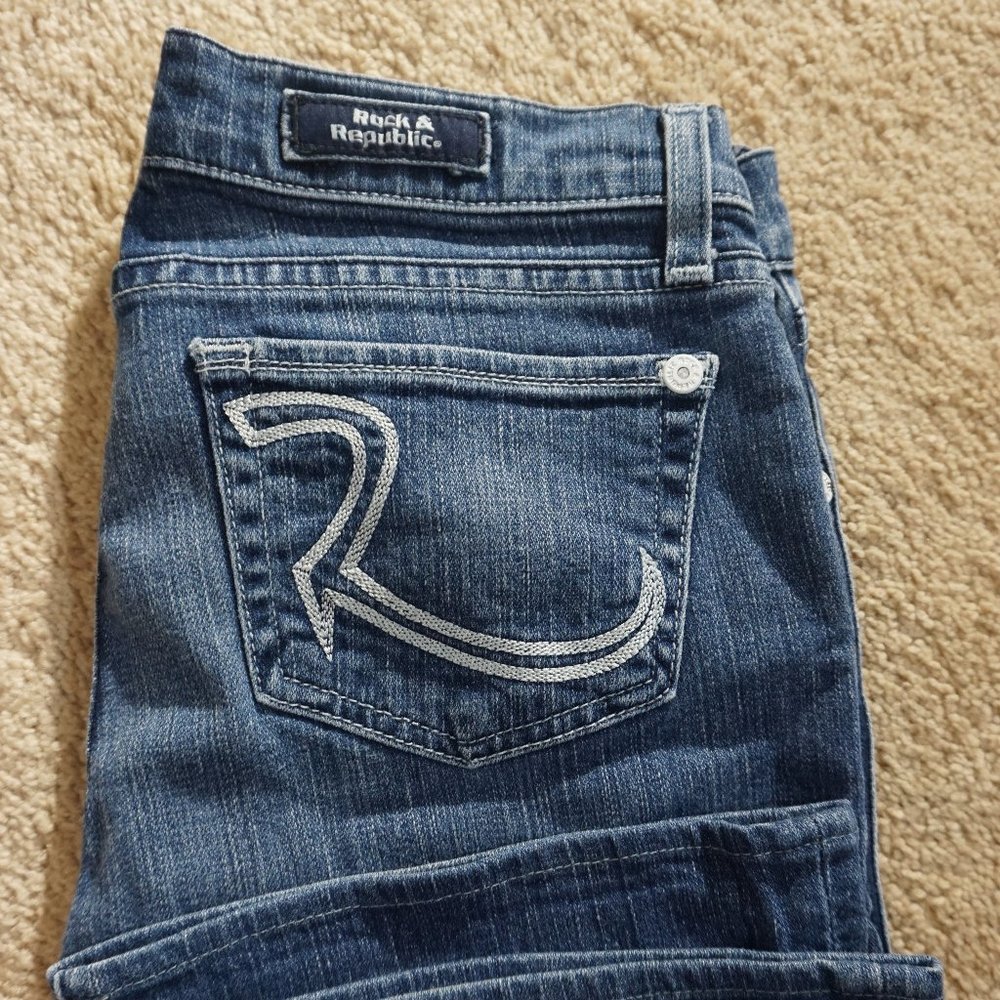 Rock & Republic Kasandra Bootcut Low Rise Denim Jeans Size 26 - Picture 3 of 5